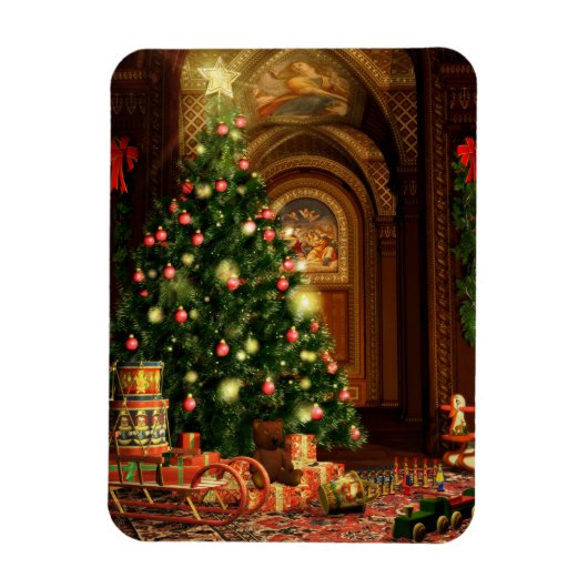 Weihnachtsbaum und Geschenke Magnet (Vertikal)
