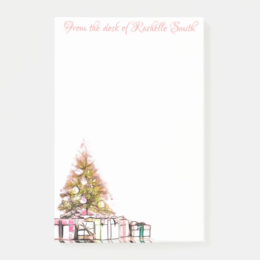 Weihnachtsbaum und Geschenke Post-it Klebezettel (Vorderseite)