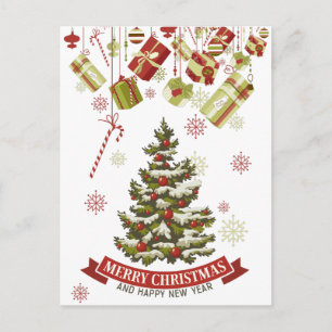 Weihnachtsbaum und Geschenke Postkarte