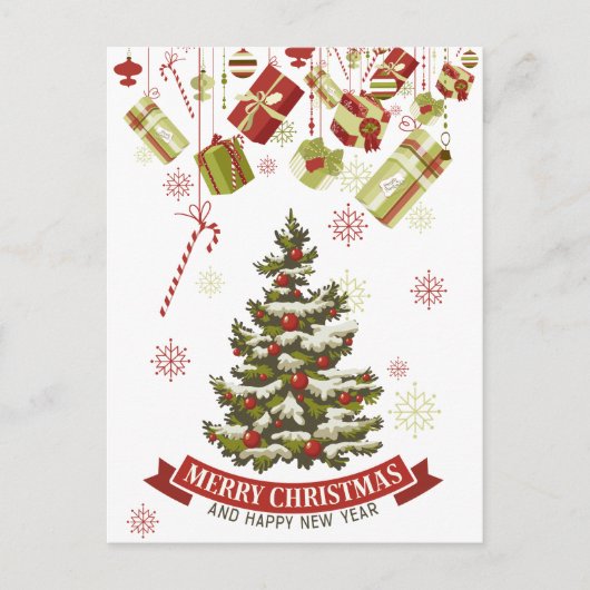 Weihnachtsbaum und Geschenke Postkarte (Vorderseite)