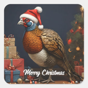 Weihnachtsbaum und Geschenke Quadratischer Aufkleber