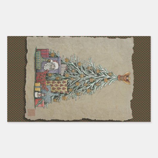 Weihnachtsbaum und Geschenke Rechteckiger Aufkleber (Vorderseite)