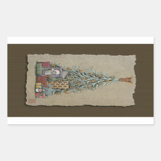 Weihnachtsbaum und Geschenke Rechteckiger Aufkleber