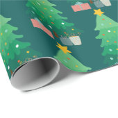 Weihnachtsbaum und Geschenke Whimsical Graphic Geschenkpapier (Rolleneckpunkt)