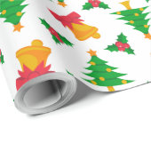 Weihnachtsbaum und Glockenmuster Geschenkpapier (Rolleneckpunkt)