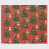 Weihnachtsbaum und Gold-Ornament Zickzack Muster Geschenkpapier (Flach)