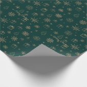 Weihnachtsbaum und Goldstar Green Geschenkpapier (Ecke)