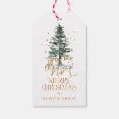Weihnachtsbaum und Goldtypografie Geschenkanhänger (Rückseite)