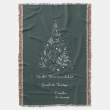 Weihnachtsbaum und Grüße auf Grün