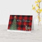 Weihnachtsbaum und Hirsch auf Karierter Karte (Gelbe Blume)