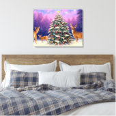 Weihnachtsbaum und Hirsch Leinwanddruck (Insitu (Schlafzimmer))