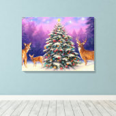 Weihnachtsbaum und Hirsch Leinwanddruck (Insitu (Holzboden))