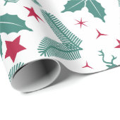 Weihnachtsbaum und Hirschmuster Geschenkpapier (Rolleneckpunkt)