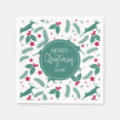 Weihnachtsbaum und Hirschmuster Serviette (Vorderseite)