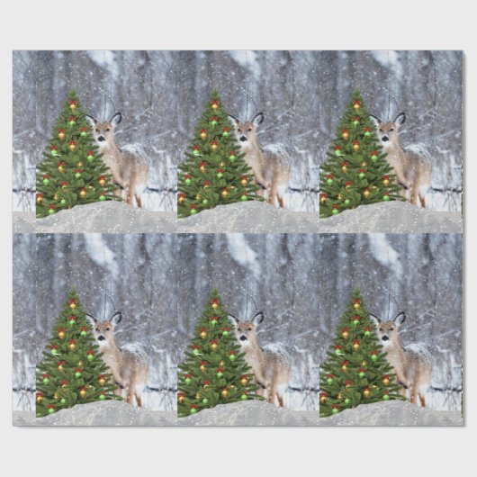 Weihnachtsbaum- und Hirschwrapppapier Geschenkpapier (Flach)