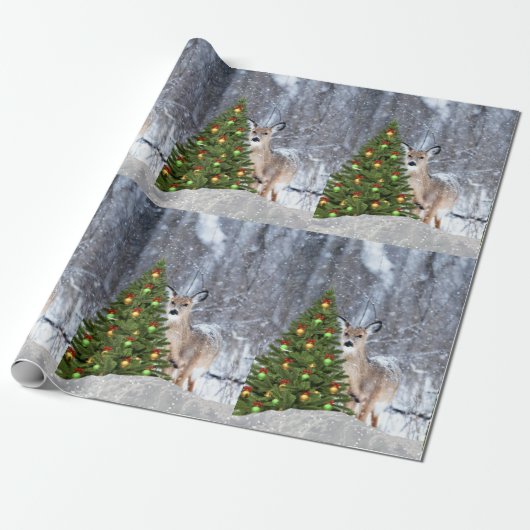 Weihnachtsbaum- und Hirschwrapppapier Geschenkpapier (Ungerollt)