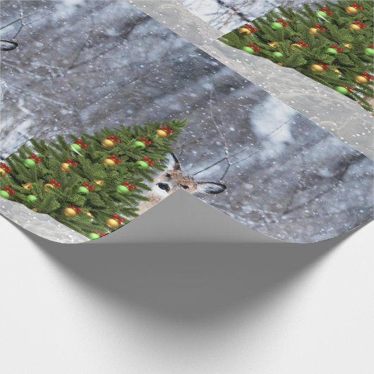 Weihnachtsbaum- und Hirschwrapppapier Geschenkpapier (Ecke)