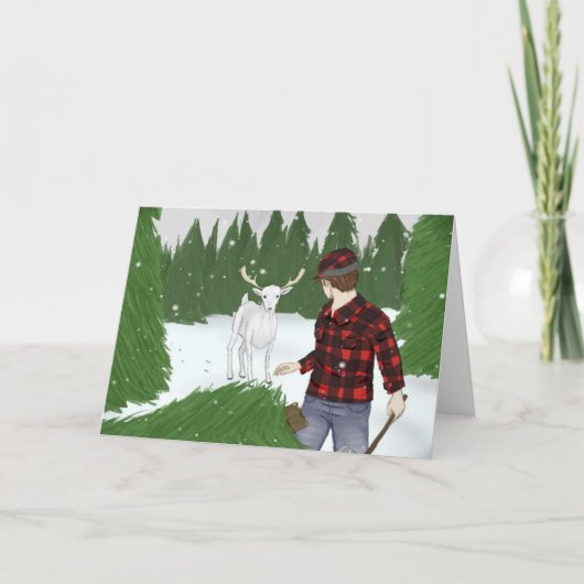 Weihnachtsbaum- und Holzfällerkarte Karte (Vorderseite)