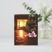 Weihnachtsbaum und Kamin Postkarte (Stehend Vorderseite)