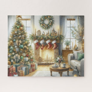 Weihnachtsbaum und Kamin Urlaub Puzzle