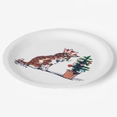 Weihnachtsbaum und Kätzchen, Louis Wain Pappteller (Schrägansicht)