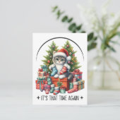 Weihnachtsbaum und Katze 2025 Postkarte (Stehend Vorderseite)