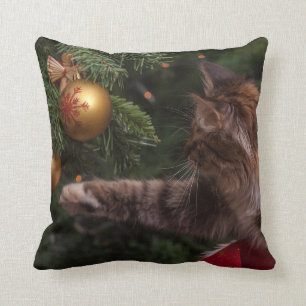 Weihnachtsbaum und Katze Kissen