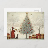 Weihnachtsbaum und Katze Postkarte (Vorne/Hinten)
