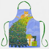 Weihnachtsbaum und Katze Schürze (Vorderseite)