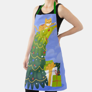 Weihnachtsbaum und Katze Schürze