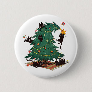 Weihnachtsbaum und Katze Süße Weihnachten Katzenli Button