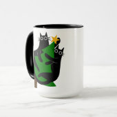 Weihnachtsbaum und Katzen Humorreiche Eiernuss ode Tasse (Vorderseite Links)