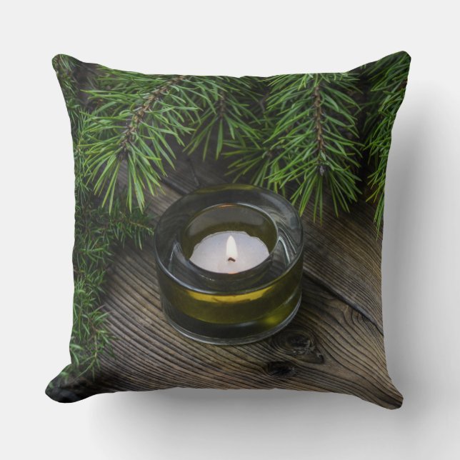 Weihnachtsbaum und Kerzenhalm Kissen (Vorderseite)