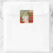 Weihnachtsbaum und Kind in Furs Quadratischer Aufkleber (Tasche)