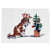 Weihnachtsbaum und Kitten, Louis Wain Große Geschenktüte (Rückseite)
