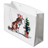 Weihnachtsbaum und Kitten, Louis Wain Große Geschenktüte (Rückseite Schrägansicht)