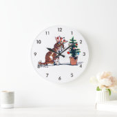 Weihnachtsbaum und Kitten, Louis Wain Große Wanduhr (Zuhause)