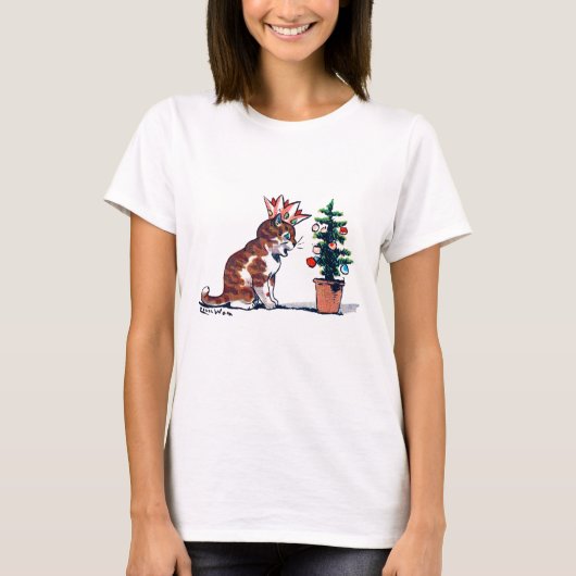 Weihnachtsbaum und Kitten, Louis Wain T-Shirt (Vorderseite)