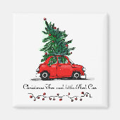Weihnachtsbaum und kleines Rotes Auto Magnet (Vorne)
