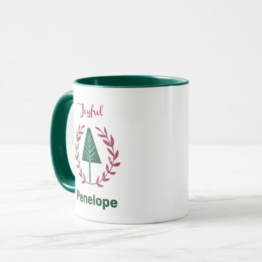 Weihnachtsbaum und Kranz Tasse (Vorderseite Links)