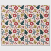 Weihnachtsbaum und Lebkuchen Männer Geschenkpapier (Flach)