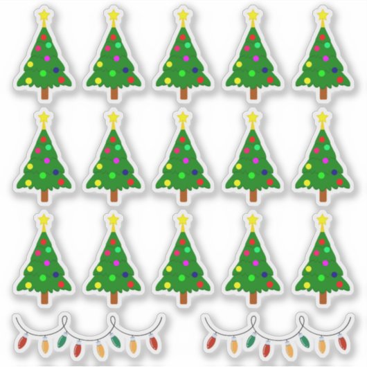 Weihnachtsbaum und Lichtschmuck,Urlaubsplaner Aufkleber (Vorderseite)