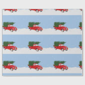Weihnachtsbaum und Lkw auf dem Schnee Geschenkpapier (Flach)