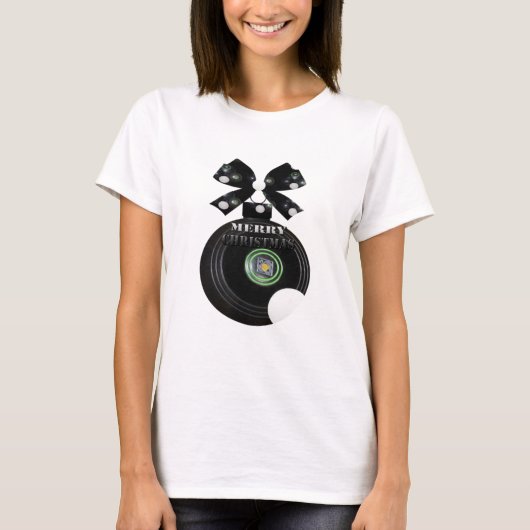 Weihnachtsbaum und -logo, schwarzer Rasen, T-Shirt (Vorderseite)