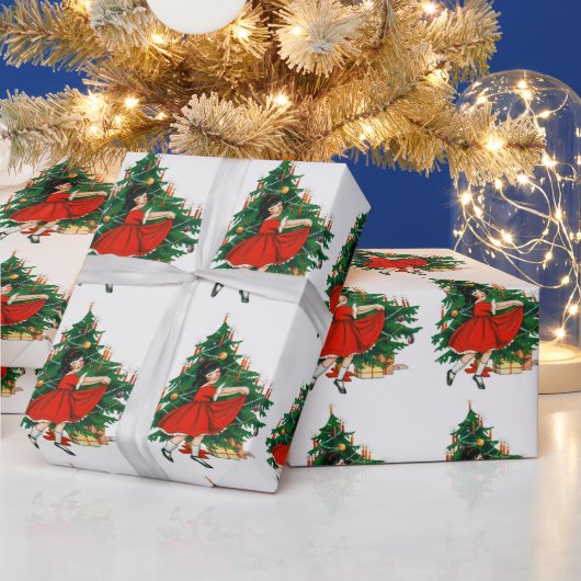 Weihnachtsbaum und Mädchen Geschenkpapier (Feiertage)