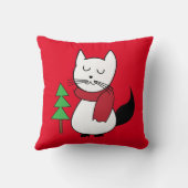 Weihnachtsbaum und Niedliche Katze Kissen (Rückseite)