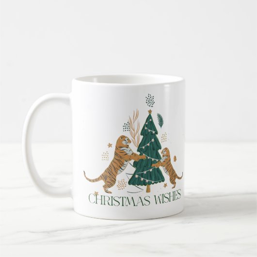 Weihnachtsbaum und Niedliche Tiger Kaffeetasse (Links)