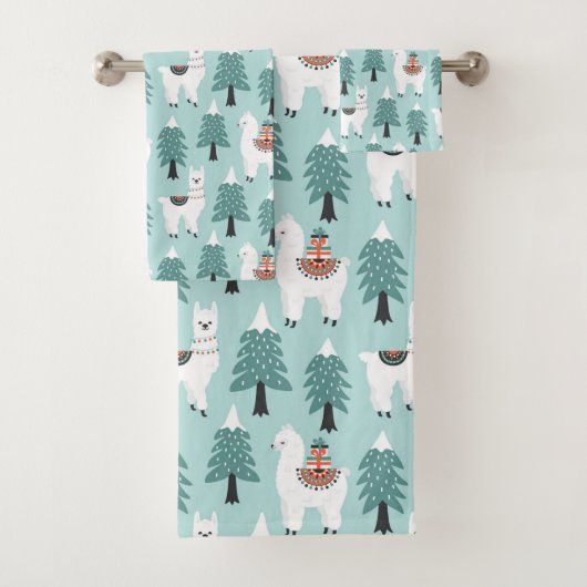Weihnachtsbaum und niedliches Lammmuster Badhandtuch Set (Insitu)