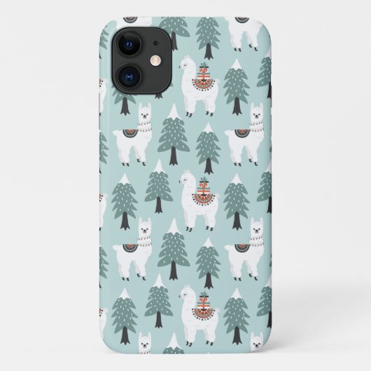 Weihnachtsbaum und niedliches Lammmuster Case-Mate iPhone Hülle (Rückseite)