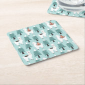 Weihnachtsbaum und niedliches Lammmuster Rechteckiger Pappuntersetzer (angewinkelt)